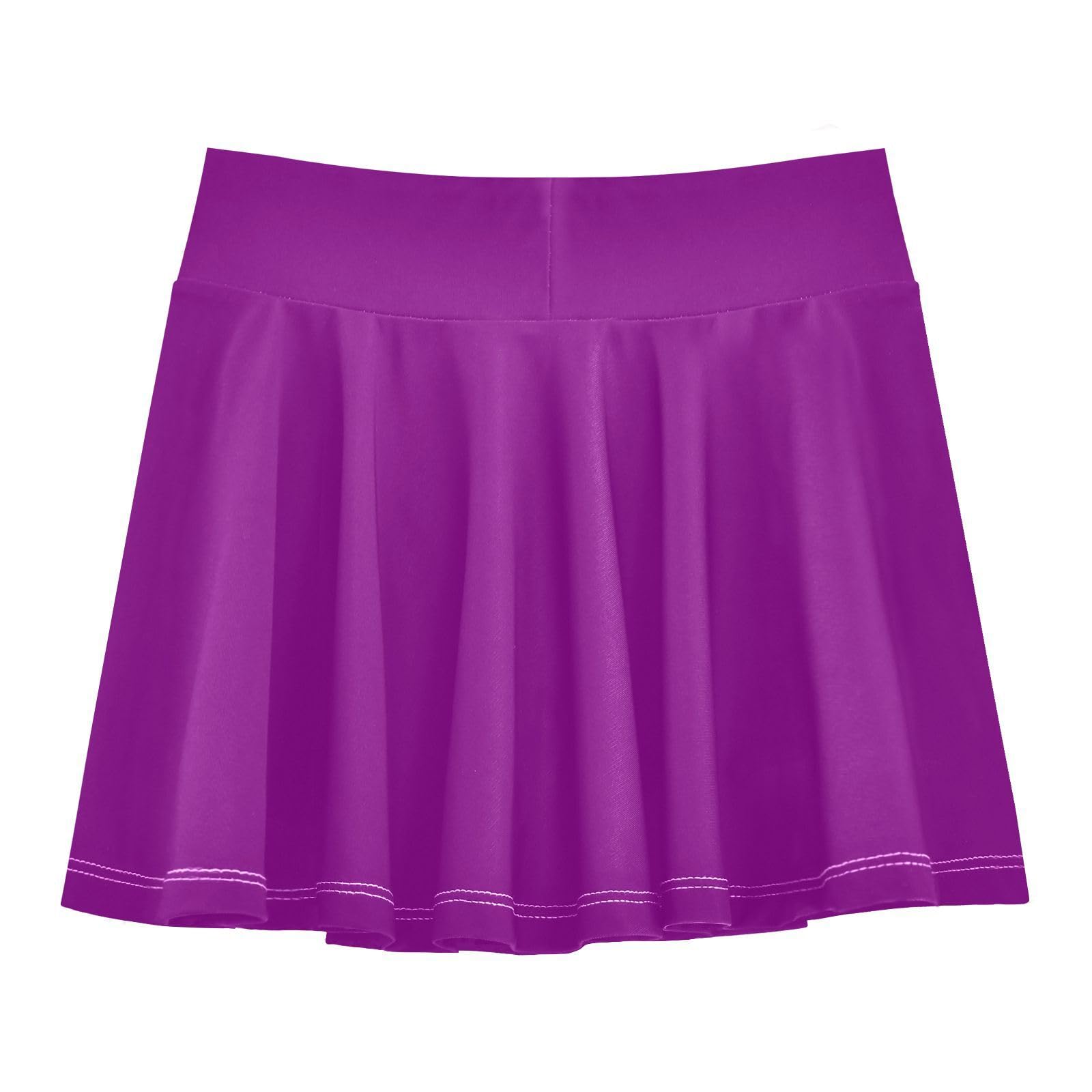 Dunkel lila Mädchen Sportröcke mit integrierter Shorts Aktivrock für Mädchen Kinderrock