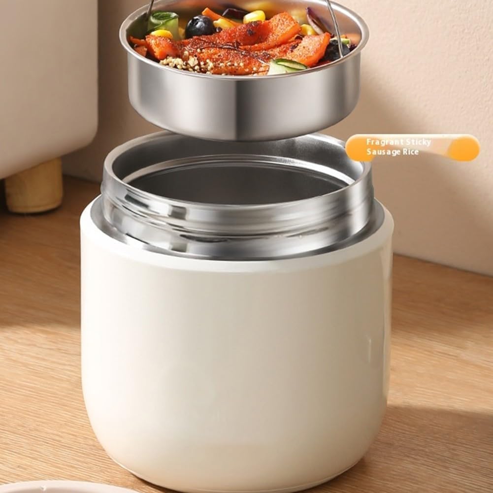 Vakuumisolierter Thermobehälter für Lebensmittel, 1500 ml, mit auslaufsicherem Deckel und faltbarem Löffel für bequemen Gebrauch (B)