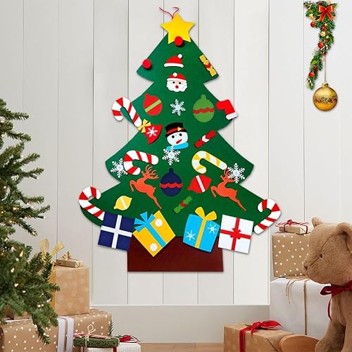 Miniatura 6 de UMEELR Árbol de Navidad de fieltro para niños pequeños, 3.3 pies, árbol de Navidad de fieltro de pared con 31 adornos desmontables, decoración de