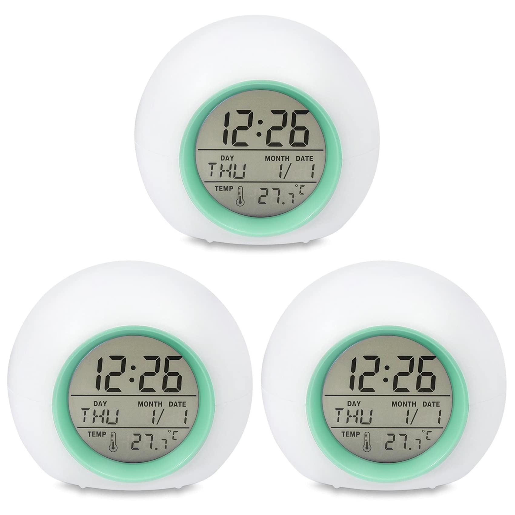 Réveil pour enfants numérique tactile x3 avec horloge 7 couleurs