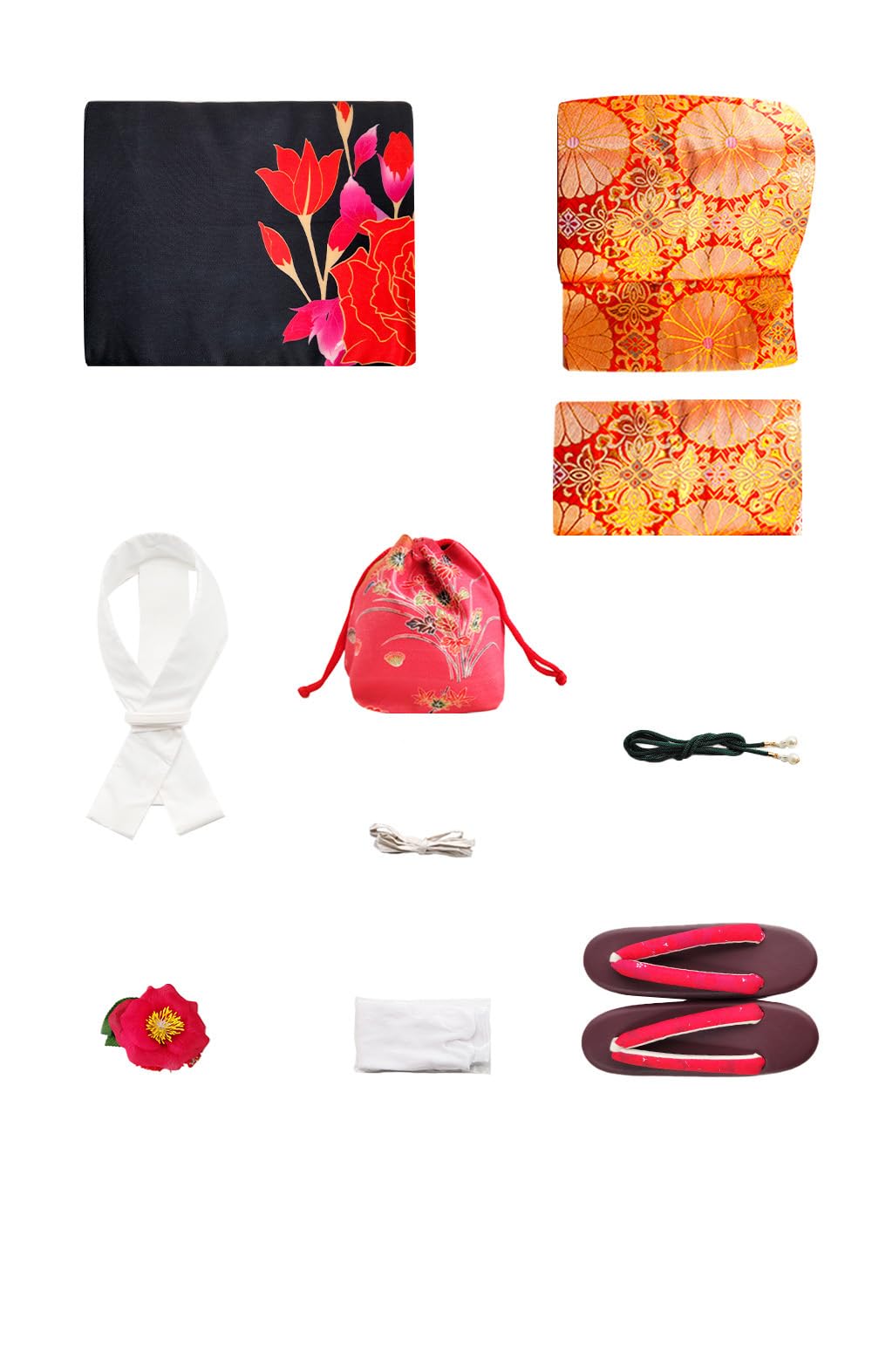 Damskie tradycyjne kimono haftowane Pretta Showa Retro Kimono, kwiaty, Kimono, długi, wiosenny zestaw 9 szt