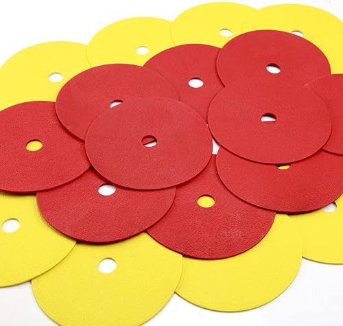 Miniatura 7 de GSi Marcadores antideslizantes de 6 pulgadas para agujeros de piso, amarillo y rojo con soporte de transporte de metal, 24 piezas, conos de campo