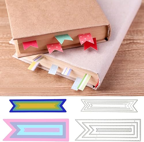 Miniatura 7 de SENHAI - Juego de 7 troqueles de corte de metal para marcapáginas y manualidades, 44 unidades de plantillas de acero al carbono, plantillas de