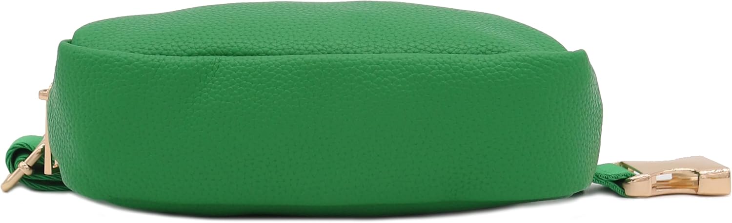 Lightweight Soft PU Pebbled Leather Sling Fanny Pack Belt Bag with Gold Metal Buckle (Kelly Green) - Image 4