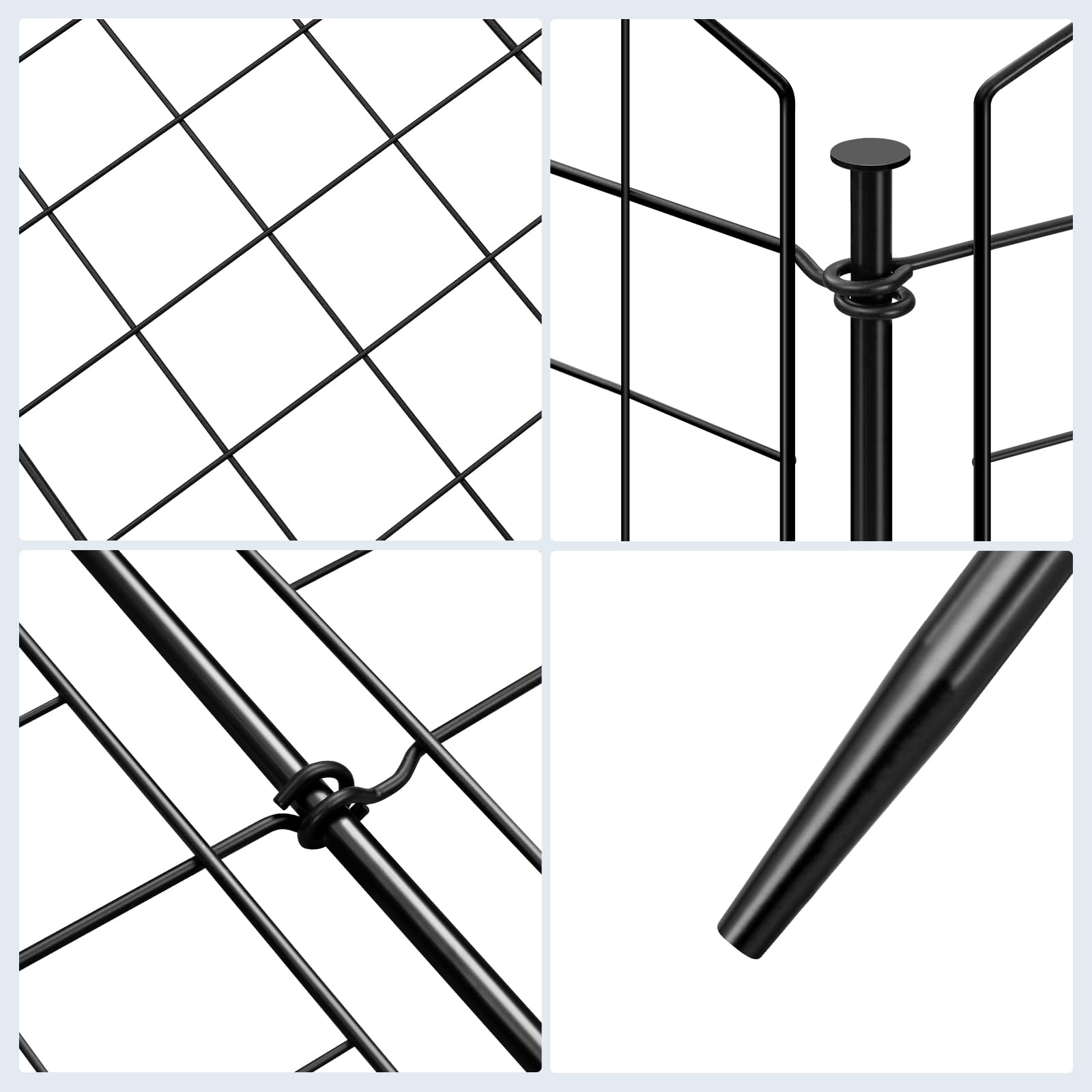 WOLTU Clôture de Jardin, Clôture Décorative, 10 Panneaux Métalliques à Connecter avec Piquet de Terre, en Grille, 78x70 cm, en Forme Arc, Noir