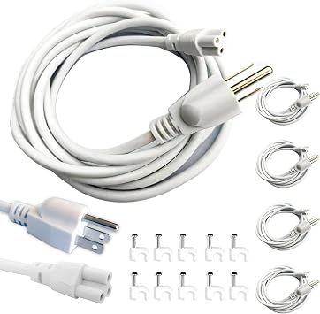 UL T5 T8 Power Cords Without Switch, 8ft 3 Prong LED Tube Light Extension Cable for Integrated LED Tube Light, LED Shop Garage Light Fixture,4Pack