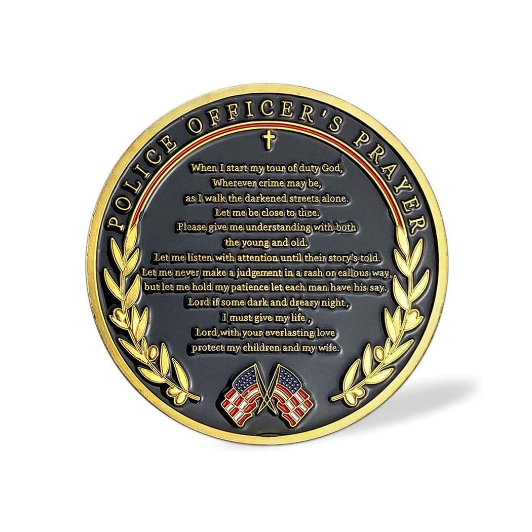 Thin Blue Line Police Prayer Coins -4 Thin Blue Line Police Prayer Coins -4