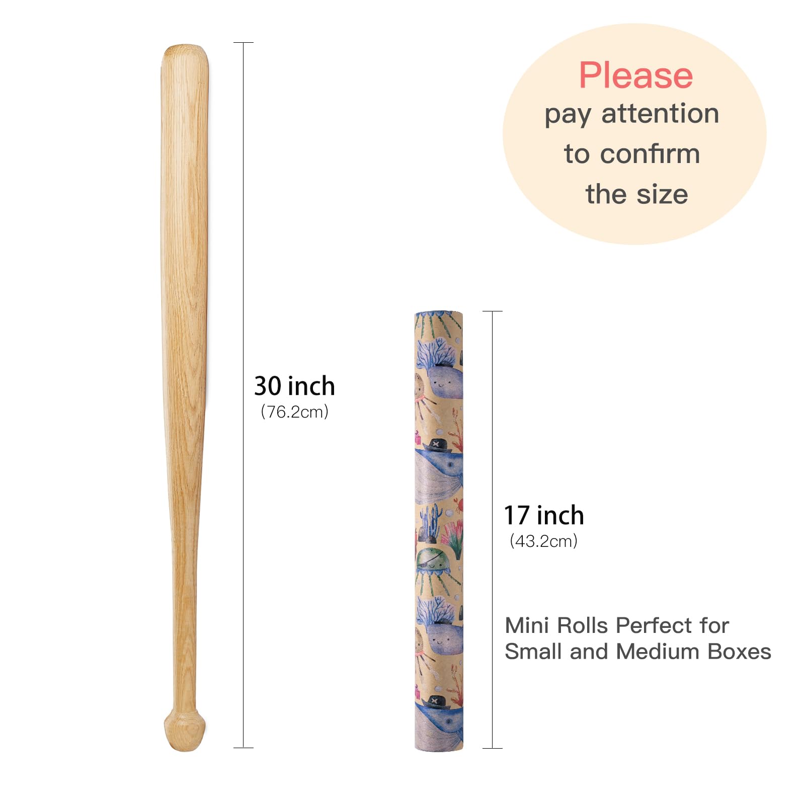 RUSPEPA Kraft Wrapping Paper Roll - Mini Roll - Marine Organism Pattern Great for Kids Birthday, Party and Any Occasion - 43.2cm x 5m