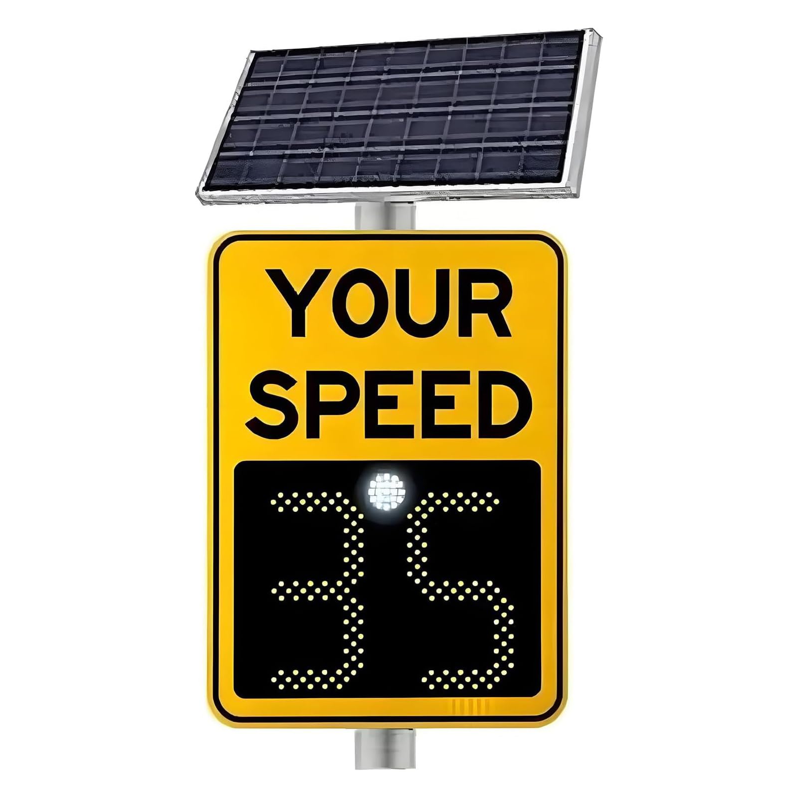 Panneau De Limitation De Vitesse Numérique Solaire Limité, Panneaux De Retour Dinformation Aux Conducteurs, 2 Panneaux Radar De Limitation De Vitesse À Affichage Numérique Yellow 60X75cm