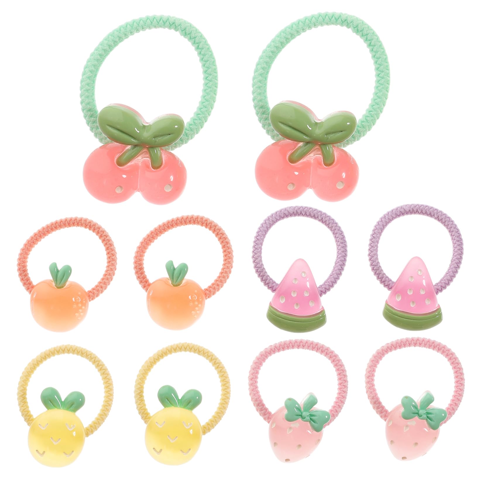 minkissy 50piezas Elásticos De Pelo Para Niñas De Accesorios De Cabello Formas De Frutas Coloridas Para Fiestas y Uso Diario Resistente y Atractivo