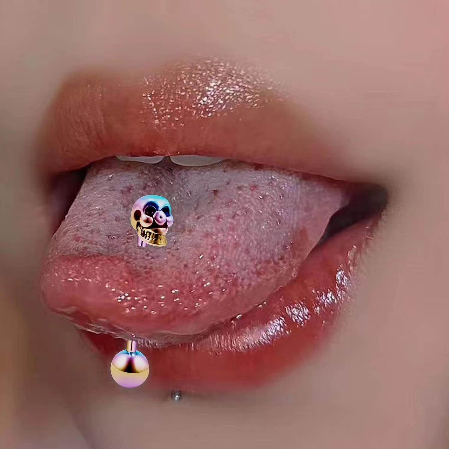 Vsnnsns 14G Tongue Piercing Jewelry - Heart, Skull, Flower Tongue Rings for Women & Men - Surgical Steel, Silver, Black, Rainbow, Rose Gold