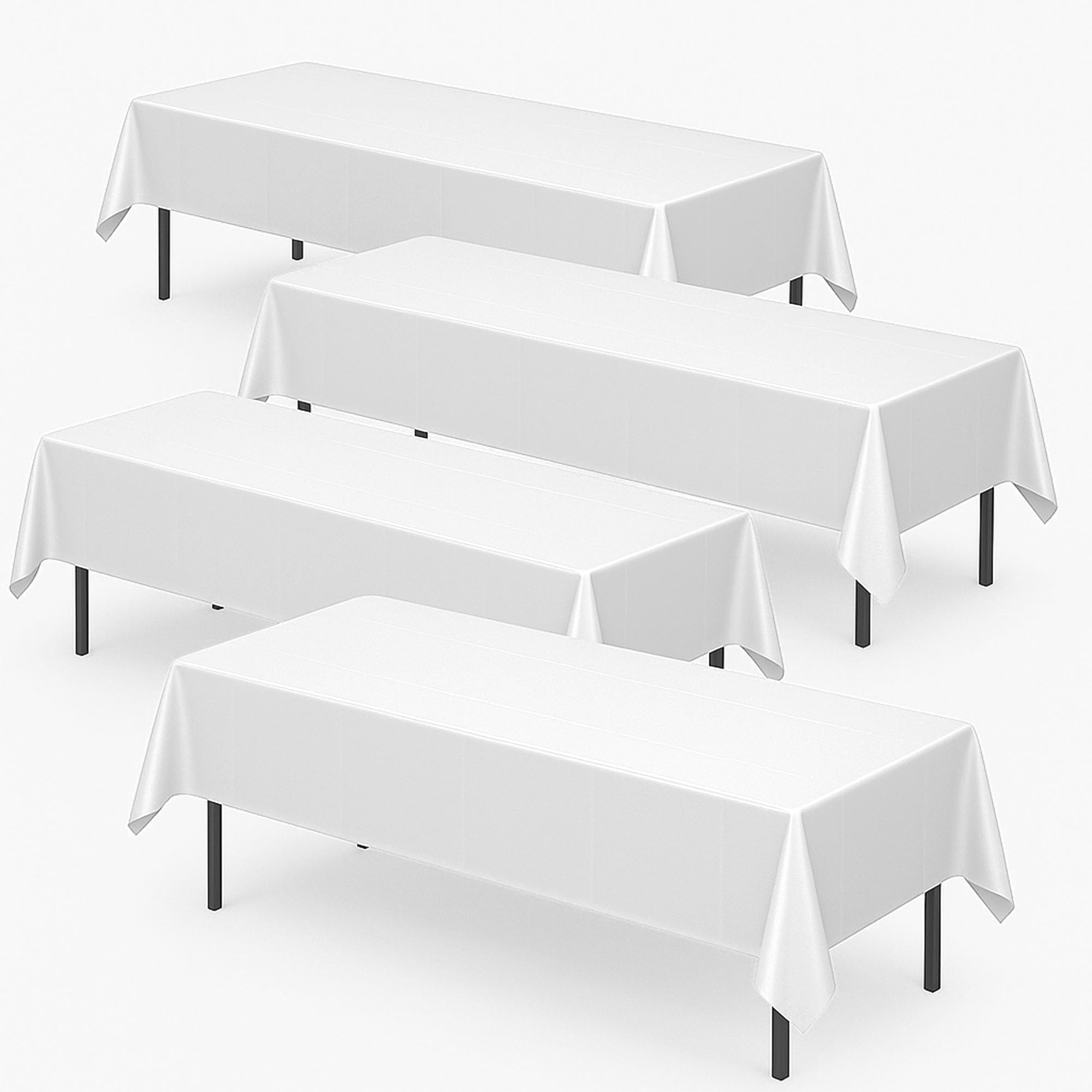 Sol White 4Pk Table Cloth Party - Disposable Plastic Table Cover 274X137cm
