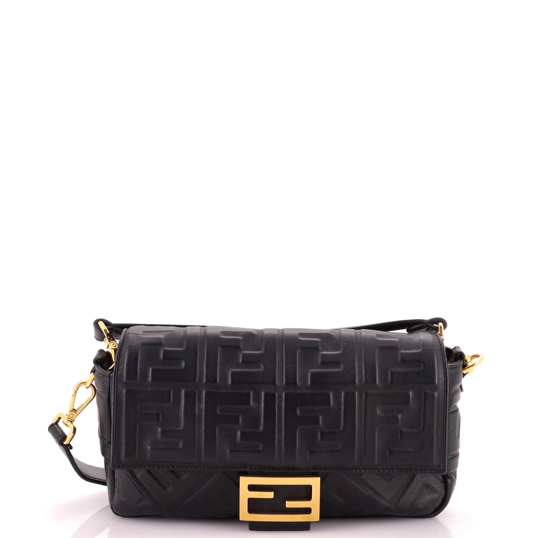 Pre-Loved Baguette NM Bag Zucca Embossed Leather Medium, Black