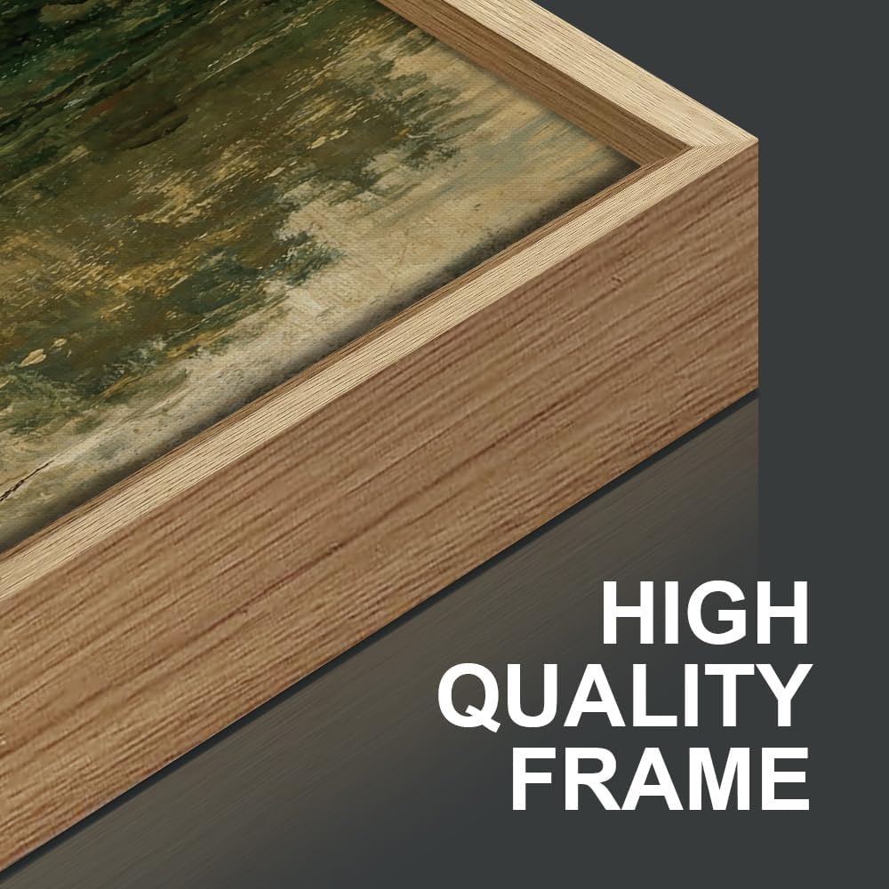 Tinonedraw Vintage Landscape Framed Canvas Wall Art Set of 3, French Country Art Prints, Nature Green Trees and Lake Art Paintings, Rustic Aesthetic Wall Decor for Living Room Bedroom Office 16x24x3