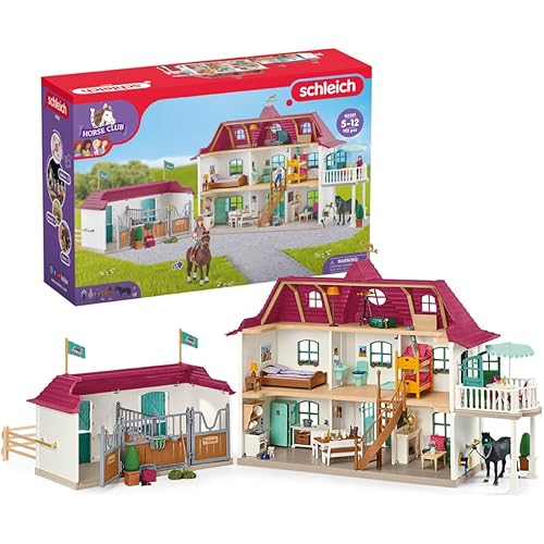 Schleich Horse Club - Lakeside Country House and Stable Horse Play Set, 192 Piece Detailed Doll House and Horse Toy Accessories for Girls and Boys Ages 5+