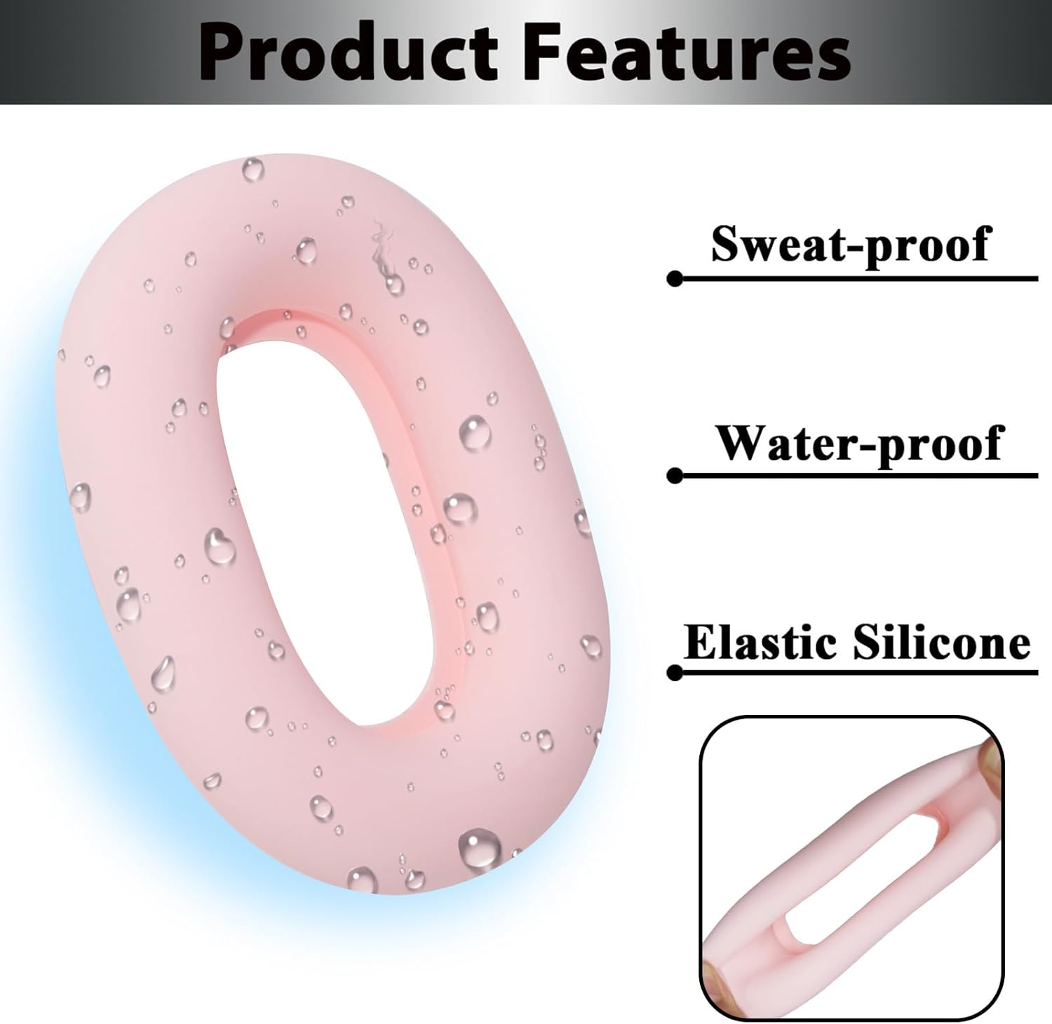 Adhiper 3-in-1 Silicone Sweat Case Cover for Sony WH-1000XM5 Headphones, XM5 Covers Accessories Silicone Ear Pads Covers & Headband Cover & Ear Cups Protector, Washable & Sweatproof - Pink - Image 4