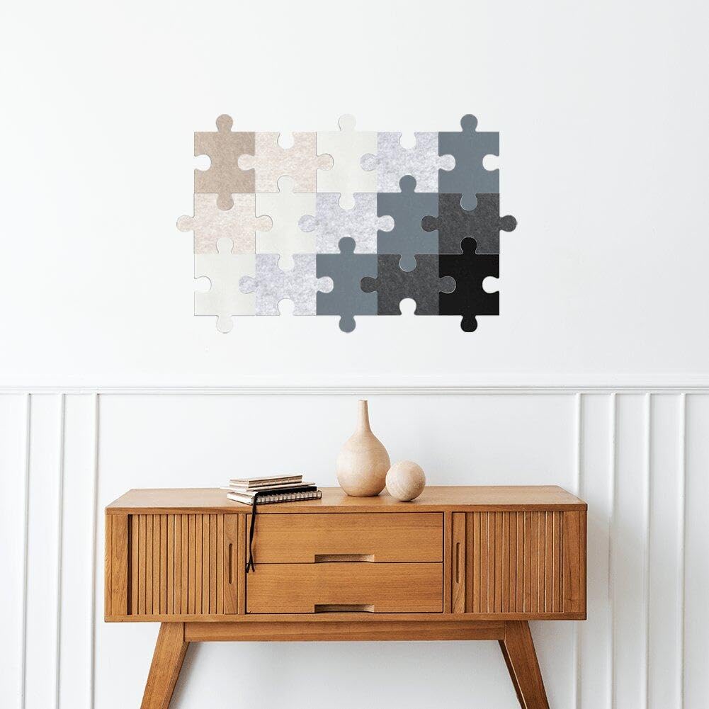 Puzzle-Pinnwand aus Filz 15 Stück selbstklebend um Fotos aufzubewahren Anzeigetafel-Pads 3D-Puzzle Korktafel Fliesen Wandaufkleber, 11.81*7.87inch, Wie gezeigt