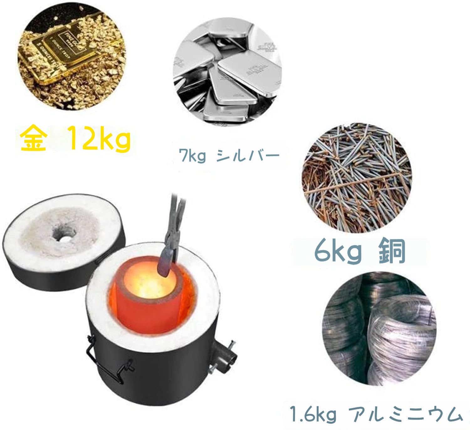 Dazzix6/10/12KG溶解炉 プロパン ガス 貴金属溶解 プロパ溶炉キット 最大溶融温度1300&deg;C プパン/天然ガ/液化を