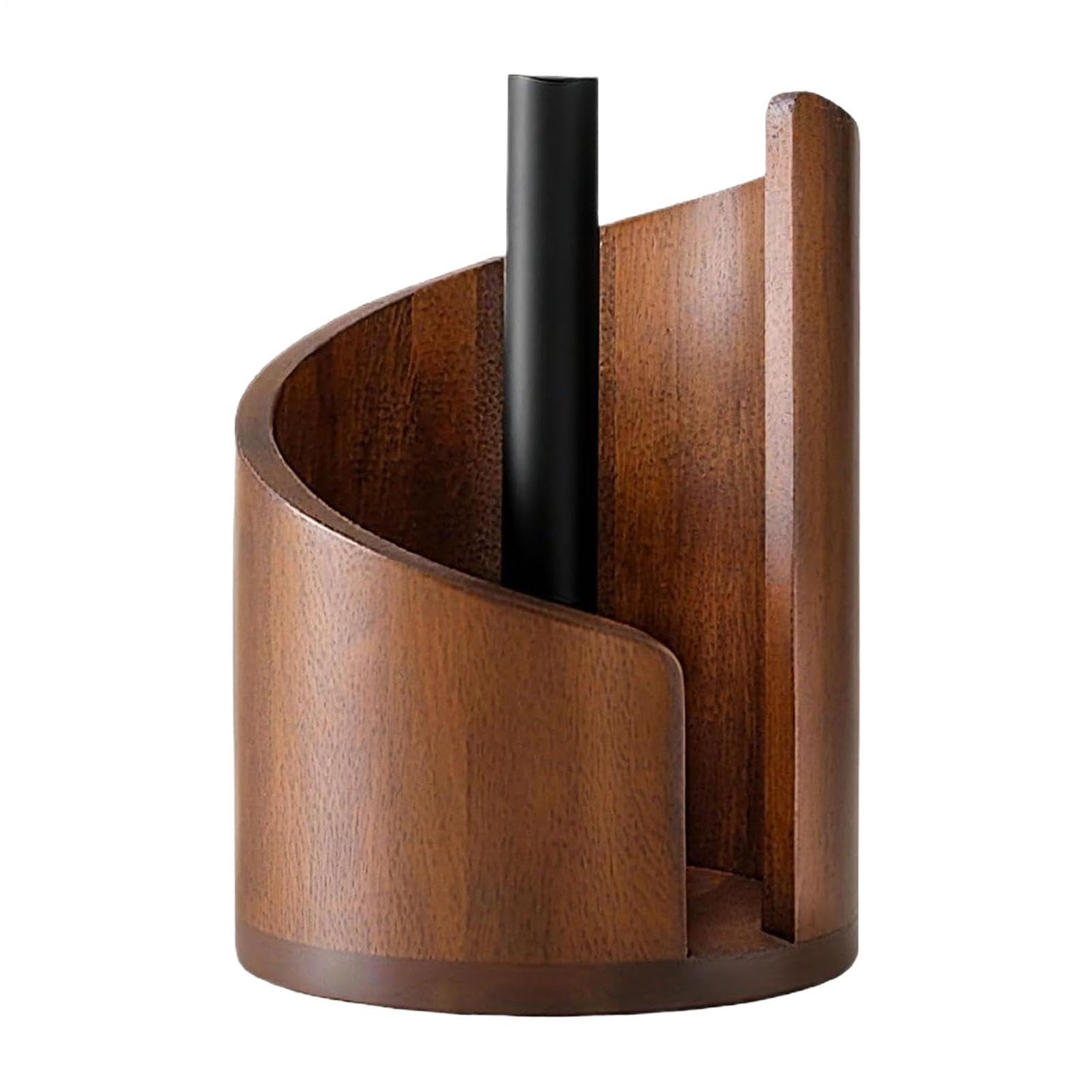 Portarotolo di – Porta rotolo standard da cucina | Organizzatore in metallo e legno – Dispenser per rotoli di da cucina, dispensa, bagno, scrivania, uso domestico, per un facile accesso