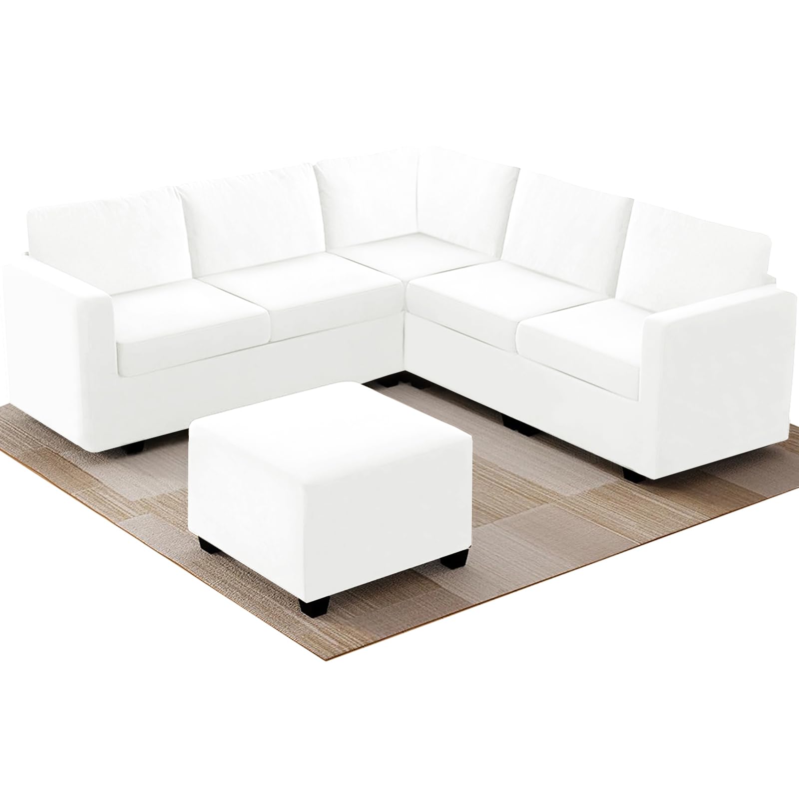 ZYBSLCSY Velvet Sofa Covers L Shape, Stretch Corner Sofa Cover with Couch Cushion Covers Washable Sofa Slipcovers for U Sectional Sofa (Sofa Cover 90-140cm,White)