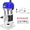 Electric Palm Router Tool, 800W 4000-30000 RPM 6 Variable Speed Wood Router with 15PCS 1/4