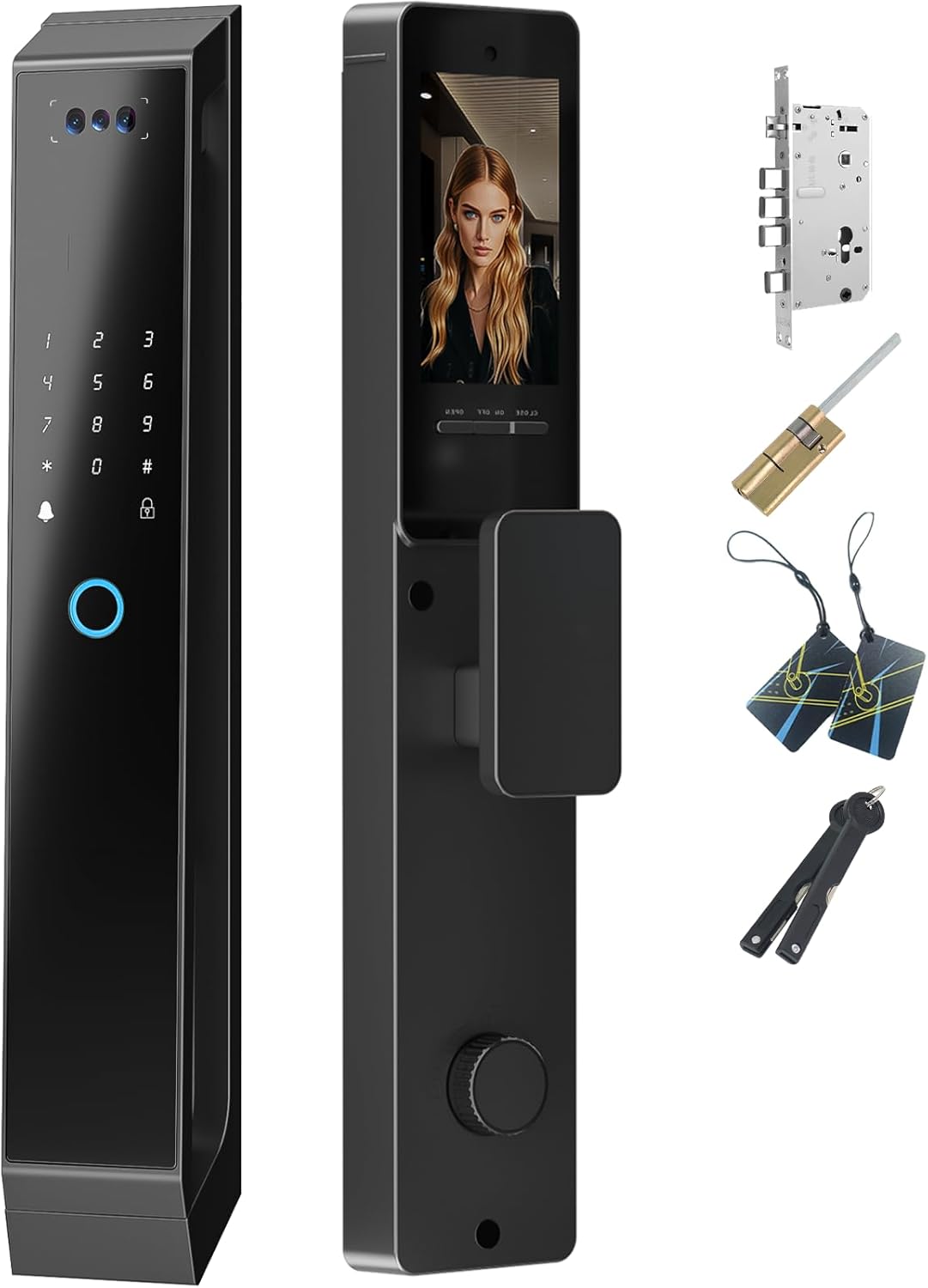 Cerradura Electrónica Inteligente, Cerradura con Reconocimiento Facial 3D, Cerradura de Seguridad tuya con 8 Métodos de Apertura, Cerradura de Puerta Multifuncional para Hogar y Apartamentos