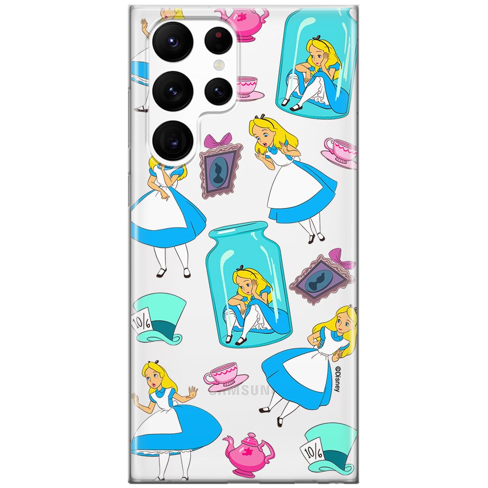 ERT GROUP mobile phone case for Samsung S22 ULTRA original and officially Licensed Disney pattern Alice 011 optimally adapted to the shape of the mobile phone, partially transparent