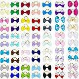 DORUI Dog Bows, Cute Hair Bowknot with Rubber Bands Handmade for Puppy Yorkie Grooming Hair Accessor
