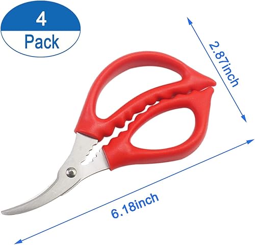 Miniatura 2 de Paquete de 4 tijeras de cocina para mariscos, tijeras de cangrejo, tijeras de langosta, tijeras multifuncionales de acero inoxidable para mariscos