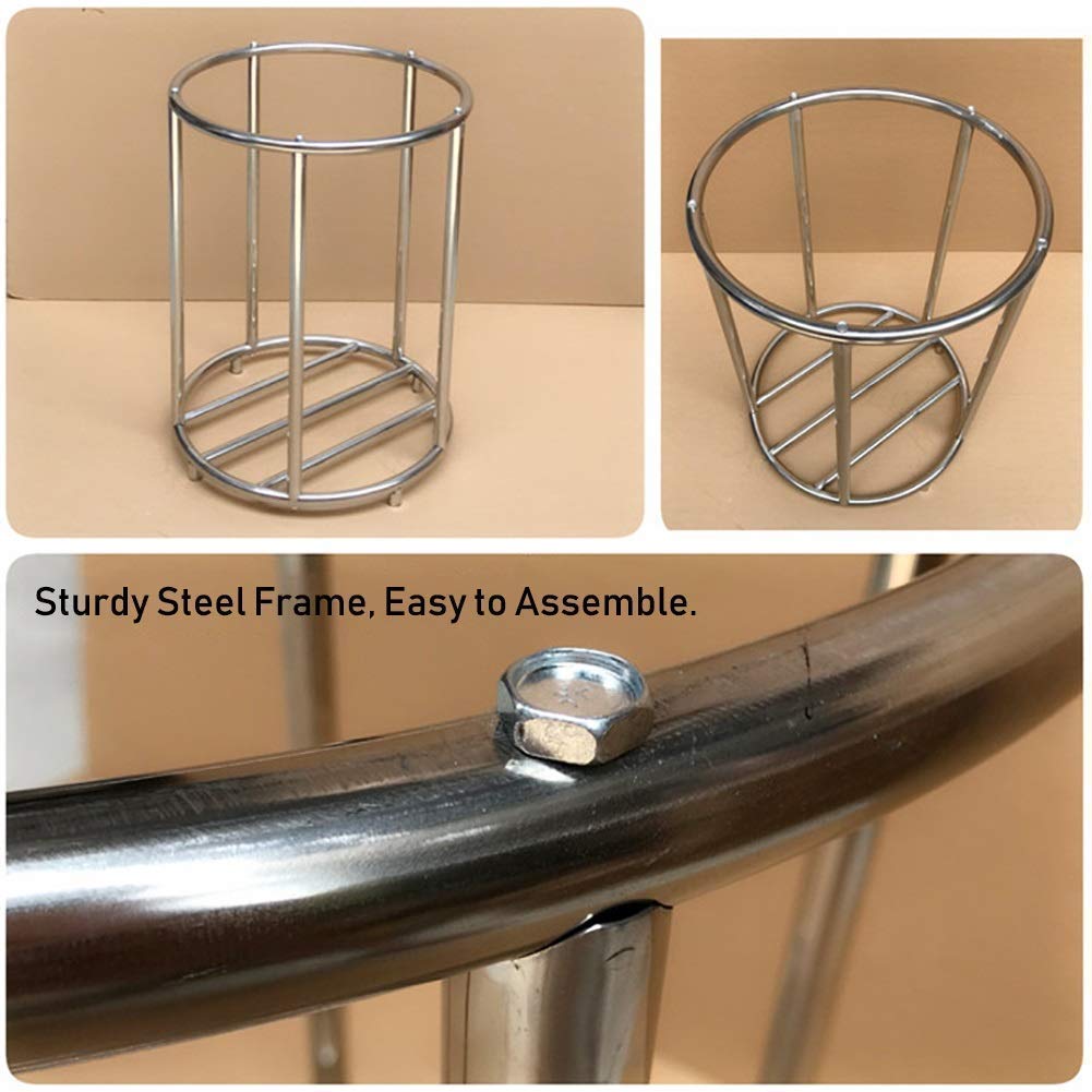 DFEDHF Trolley On Wheels Portable Heavy Duty Hotel Laundry Trolley On Wheels, Durable Round Steel Laundry Sorting Trolley with Removable Bag, Blue