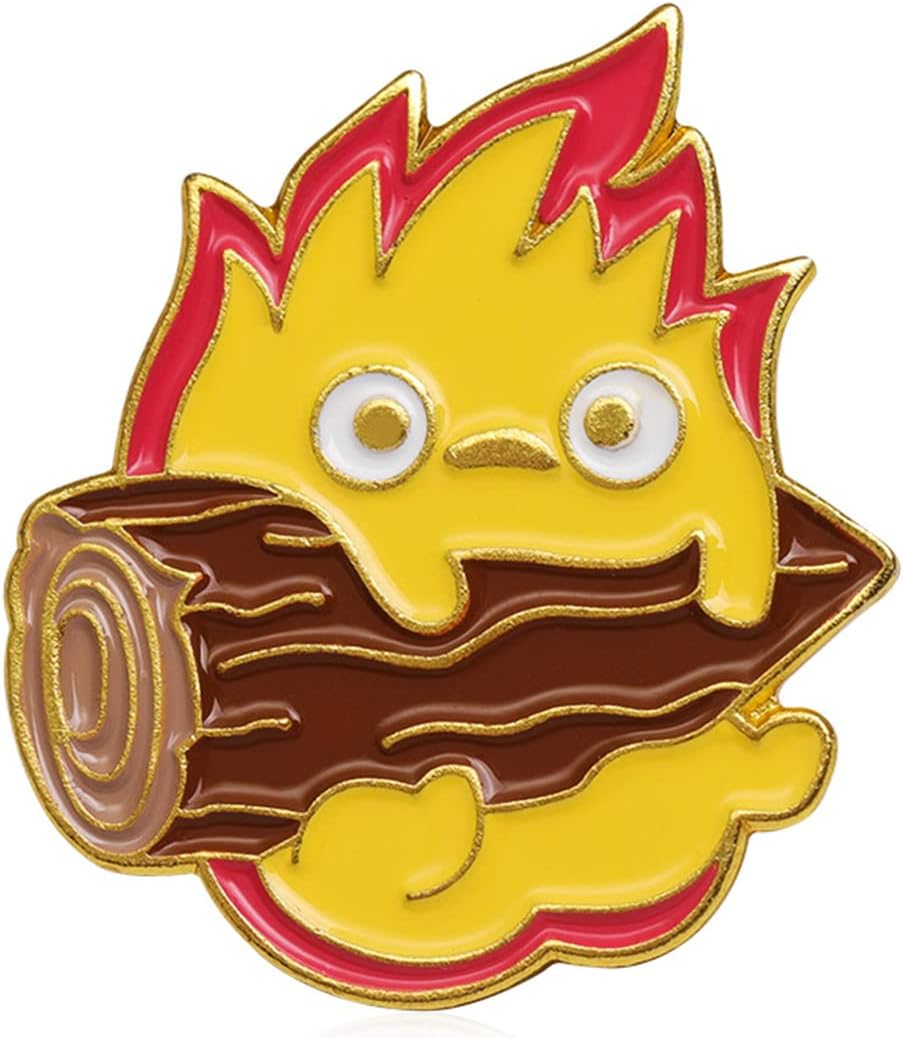 Lovely Cartoon Ball of Fire Calcifer Brooch Pin Badge for Anime Movie Fans Collection Memorial Jewelry