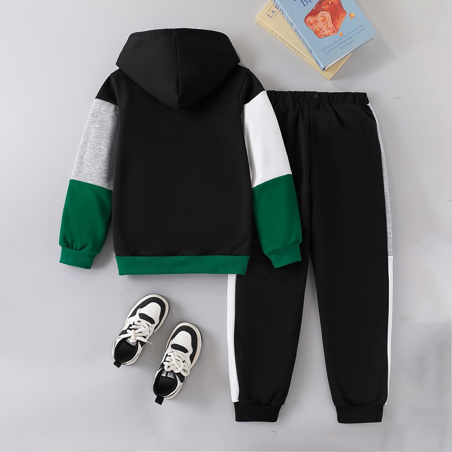 2 Pcs Boys Clothes Sweatsuit Set Color Blocked Hoodie Top and Jogger Pants for Kids Fall Winter Spring Outfits - Image 6