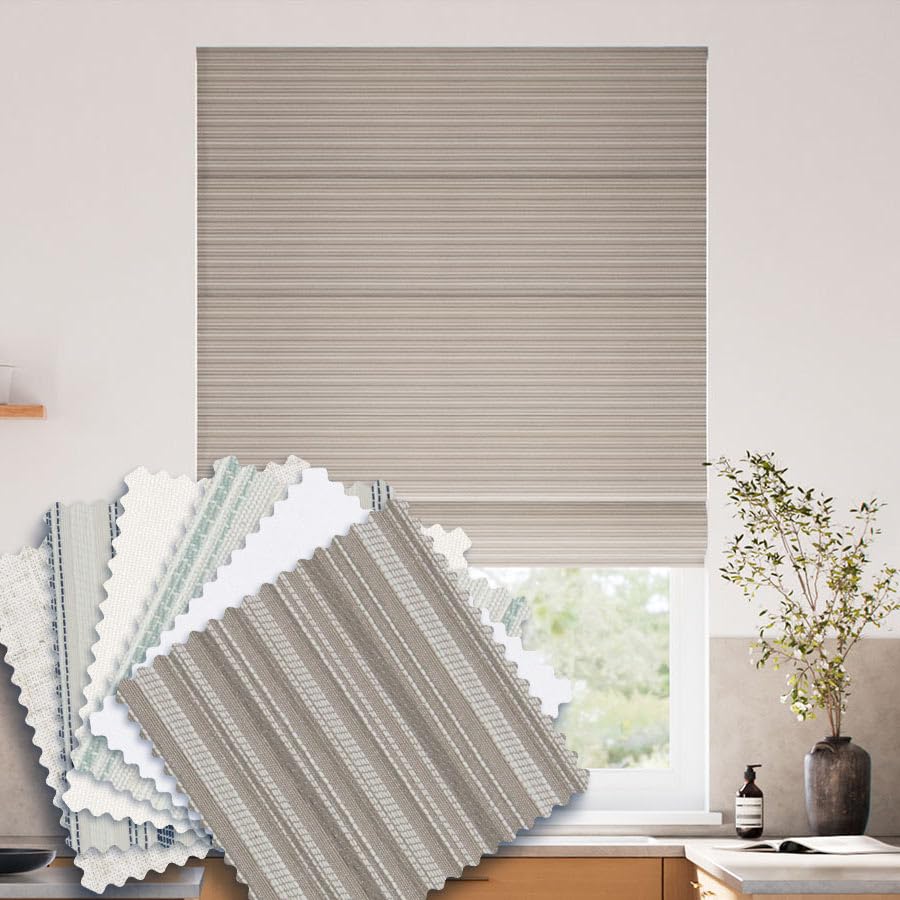 SelectBlinds Roman Window Shades Classic, Fabric | Light Filtering Liner, Sample Kit