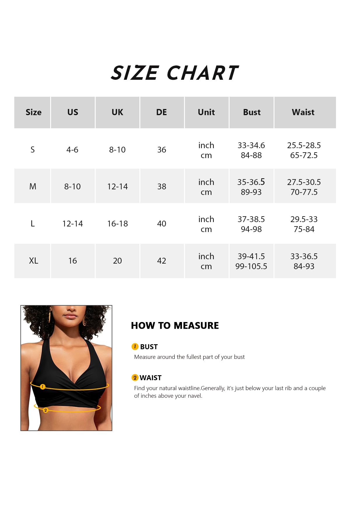SHEKINI Top de Bikini para Mujer con Espalda Abierta Plisada Cruzada Push Up Cuello en V Ajustable Ropa de Playa