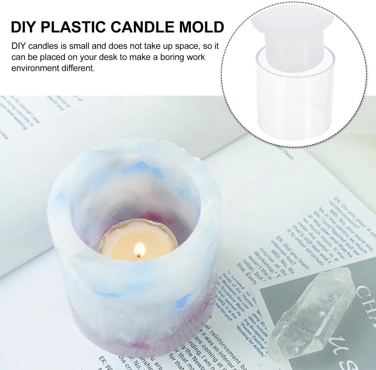EXCEART Cylinder Candle Mold 4.56In Hollow Plastic Mold for DIY Scented Candle Making Craft Decoration Easy to Clean Flexible Wax