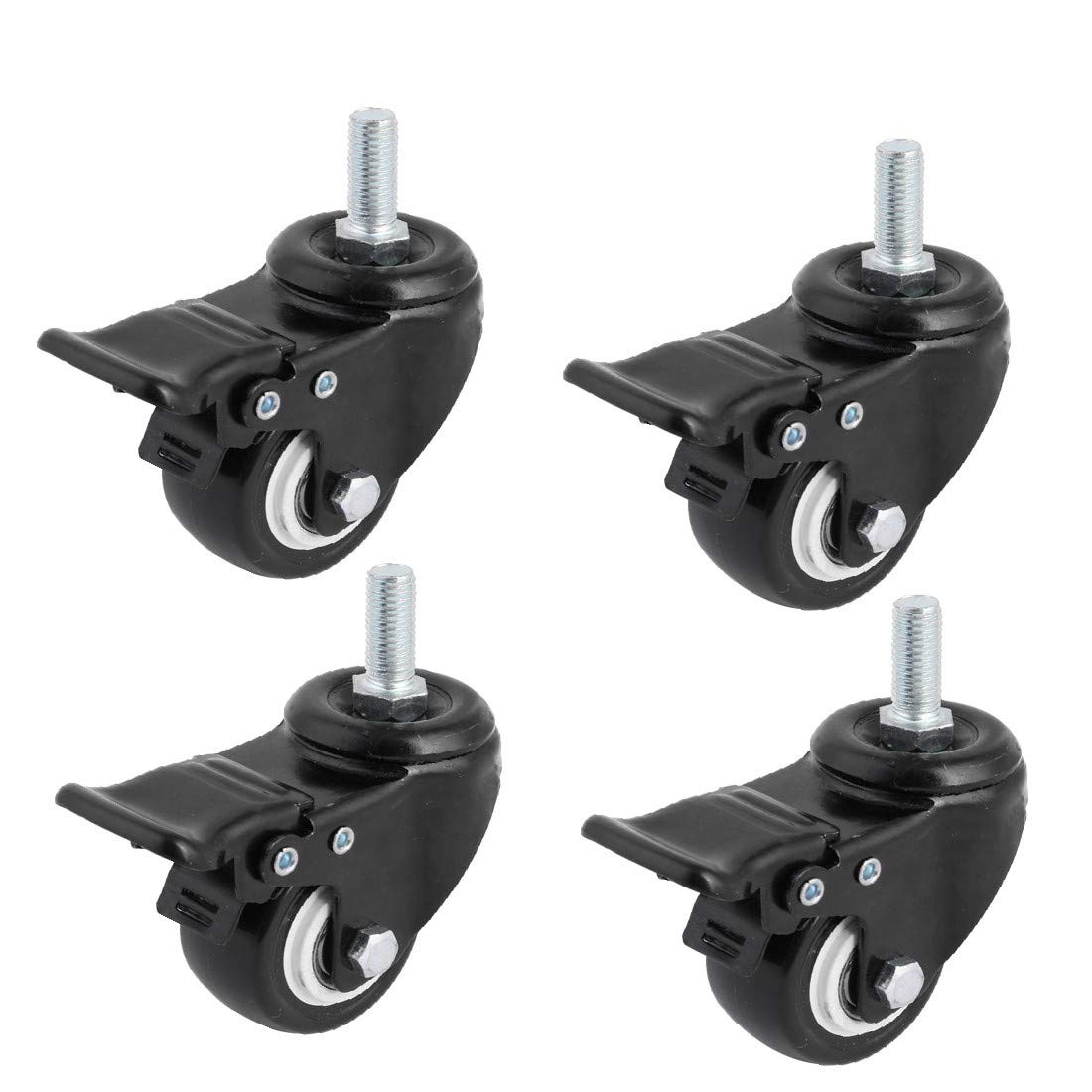 New Lon0167 M10 Thread Featured 2" Wheel Rotatable reliable efficacy Industrial Trolley Brake Swivel Casters Black 4 Pcs(id:ca9 c0 3a adc)