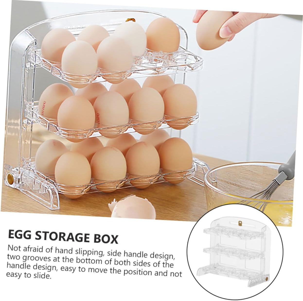 Egg Storage Tray Freestanding Plastic Egg Holder Refrigerator Organizer Rack for Kitchen Storage