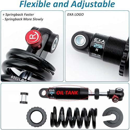 Miniatura 4 de JFOYH Coil+Oil Shock Absorber Adjustable Damping Hydraulic Rear Shocks For MTBE-BikeScoters, 125MM150MM165MM190MM 550LBS1000LBS1500LBS