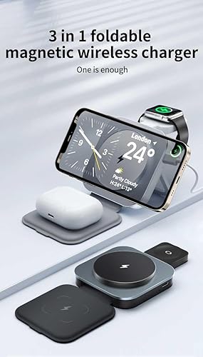 Miniatura 2 de Estación de carga inalámbrica mejorada 3 en 1 soporte de cargador plegable para múltiples dispositivos para Apple - iPhone 171615141312 - WatchUltra