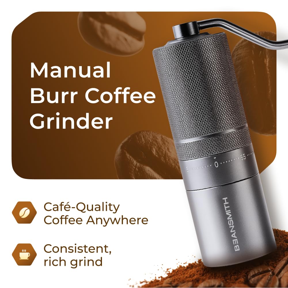 Molinillo de café manual M1, ajuste externo de 60 engranajes, rebaba cónica de acero inoxidable de 7 estrellas, capacidad de 30 g: perfecto para espresso, prensa francesa, turco, infusión fría -