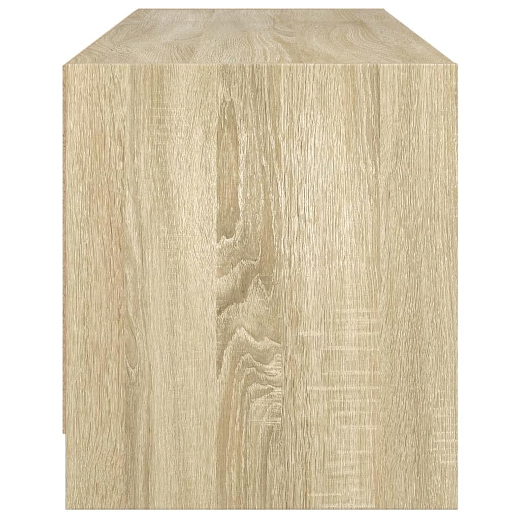 Mobile TV con ante in vetro, rovere Sonoma, 102 x 37 x 42 cm, mobile TV con vano portaoggetti, mobile basso e credenza per soggiorno, home theater, ripiano e gestione dei cavi