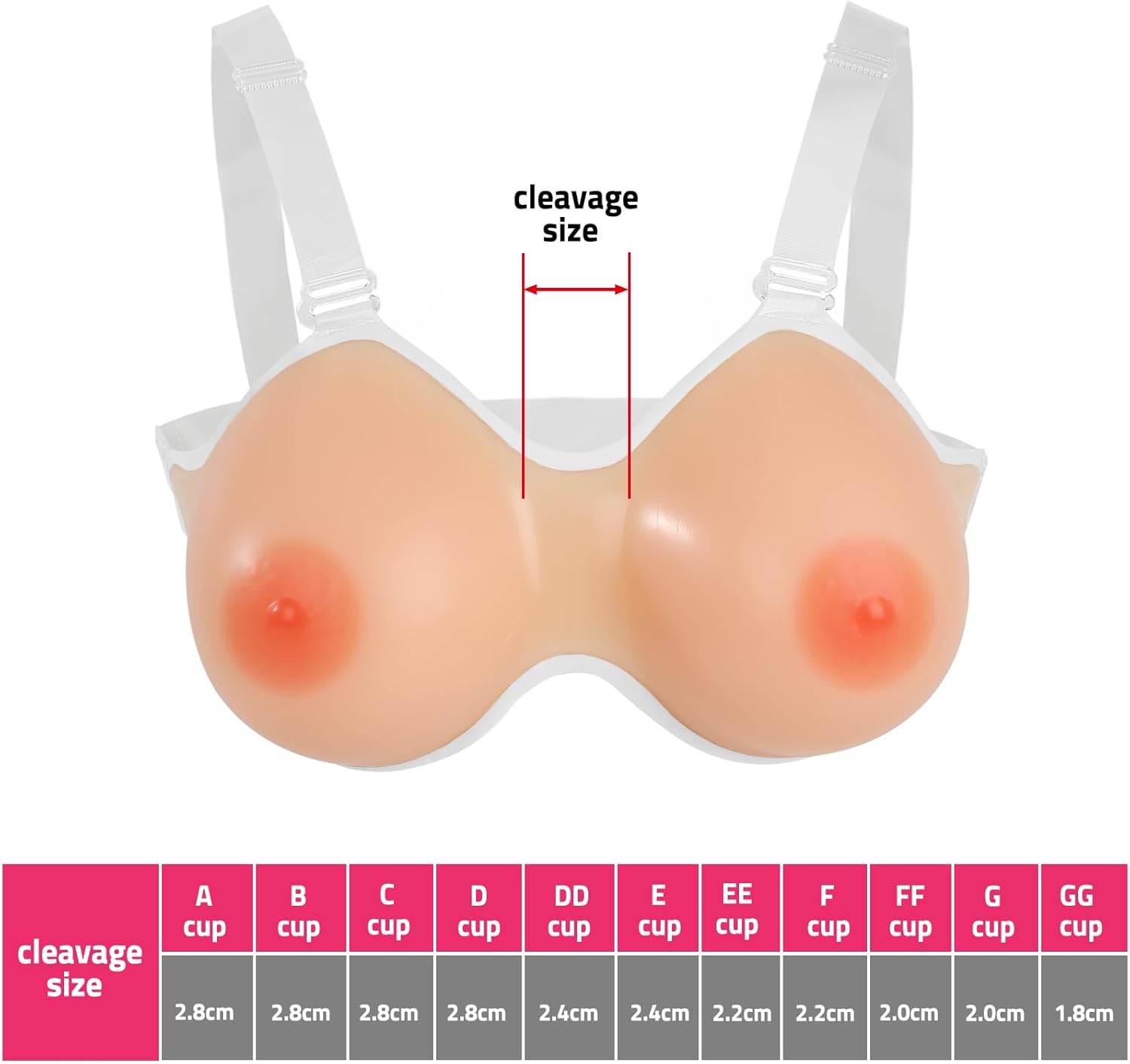 IVITA G Cup Strap on Silicone Breast Forms Triangle Shape Fake Boobs with Shoulder Strap for Crossdresser Transgender Mastectomy Prosthesis Cosplay