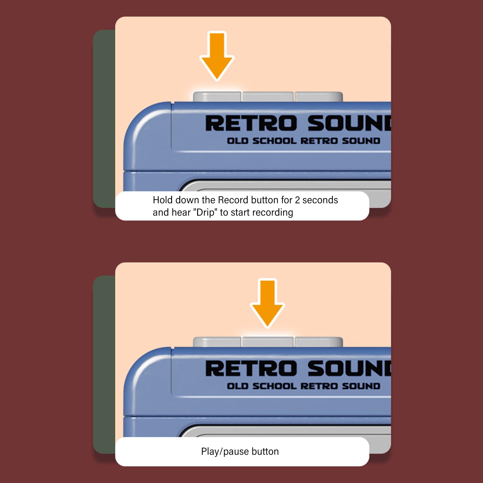Retrò Piccolo lettore di cassette registratore a nastro musicale portatile