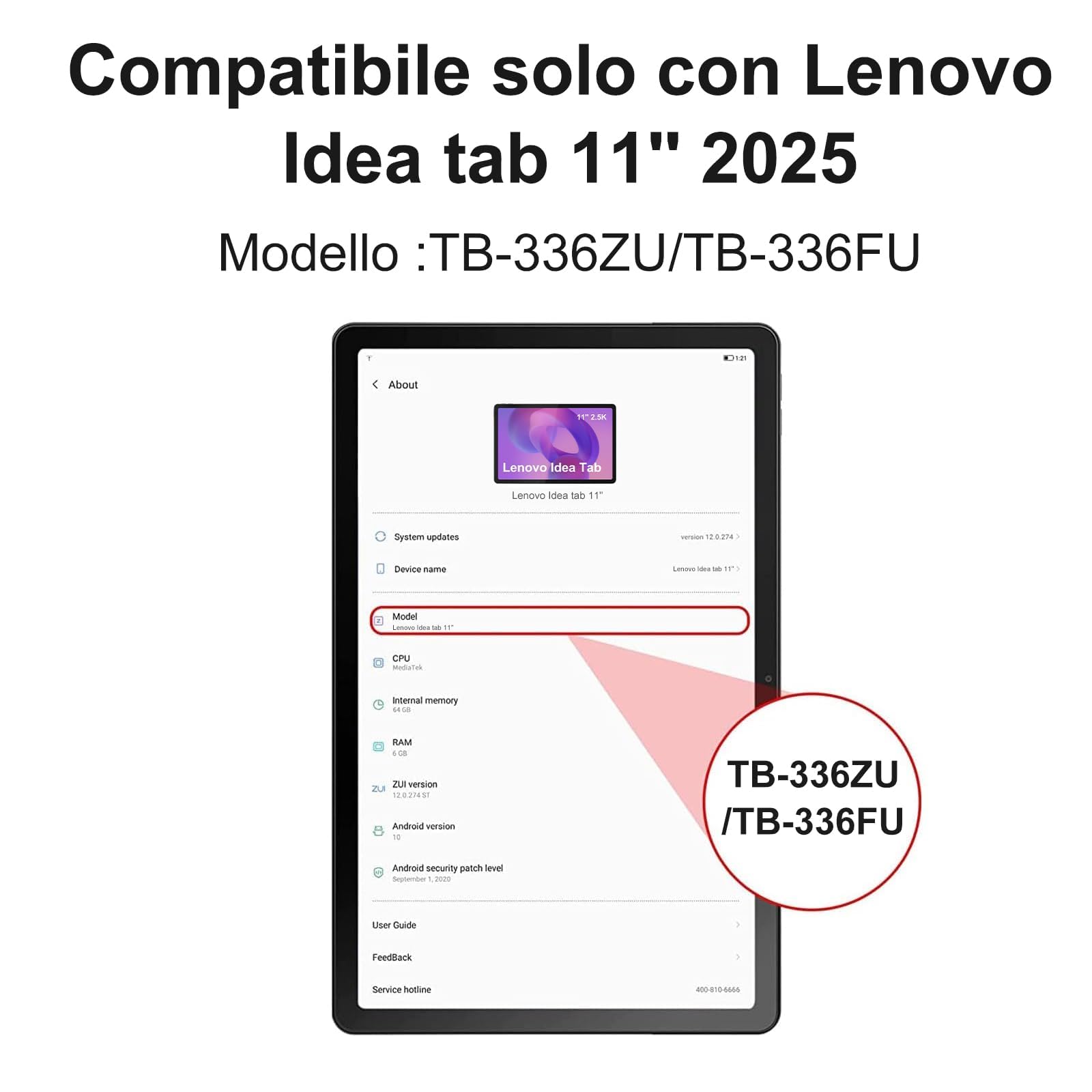 IVEOPPE Tastiera per Lenovo Idea Tab 11 Pollici 2025 con Touchpad, Cover Tastiera Italiano QWERTY, Senza Fili Bluetooth Staccabile Custodia Keyboard per Lenovo Idea Tab 11" TB-336ZU/336FU, Nero