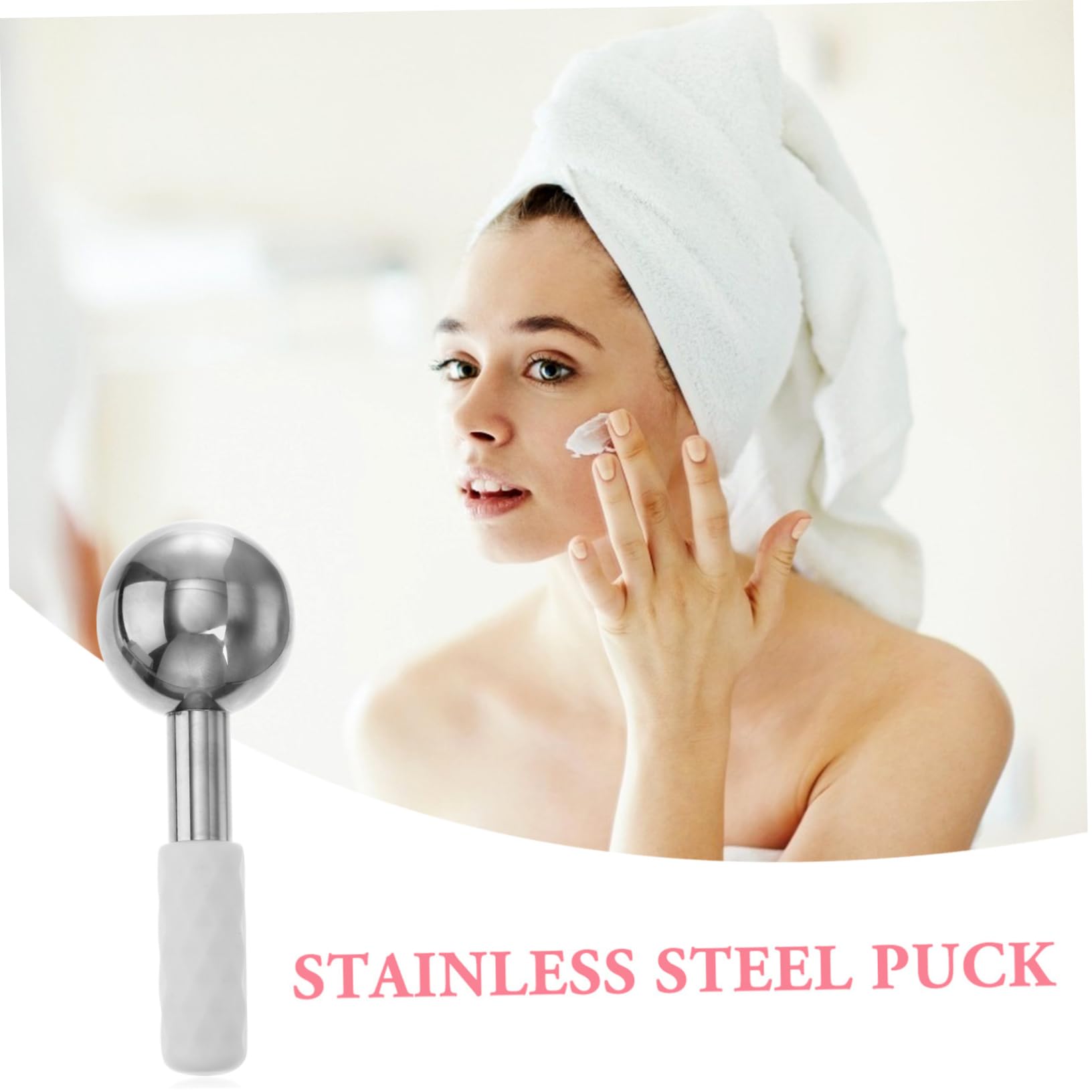 Edelstahl Eiskugel Massagegerät für Gesicht und Augen, Silber