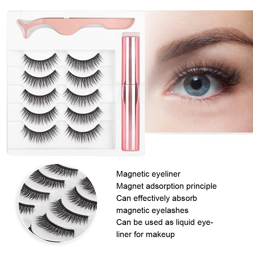 Ciglia Magnetiche, 3 Paia di Ciglia Finte Naturali 3D, Ciglia Magnetiche Riutilizzabili e Eyeliner Magnetico Impermeabile, Eyeliner Magnetici a Lunga Durata con Strumento per il Trucco delle Ciglia