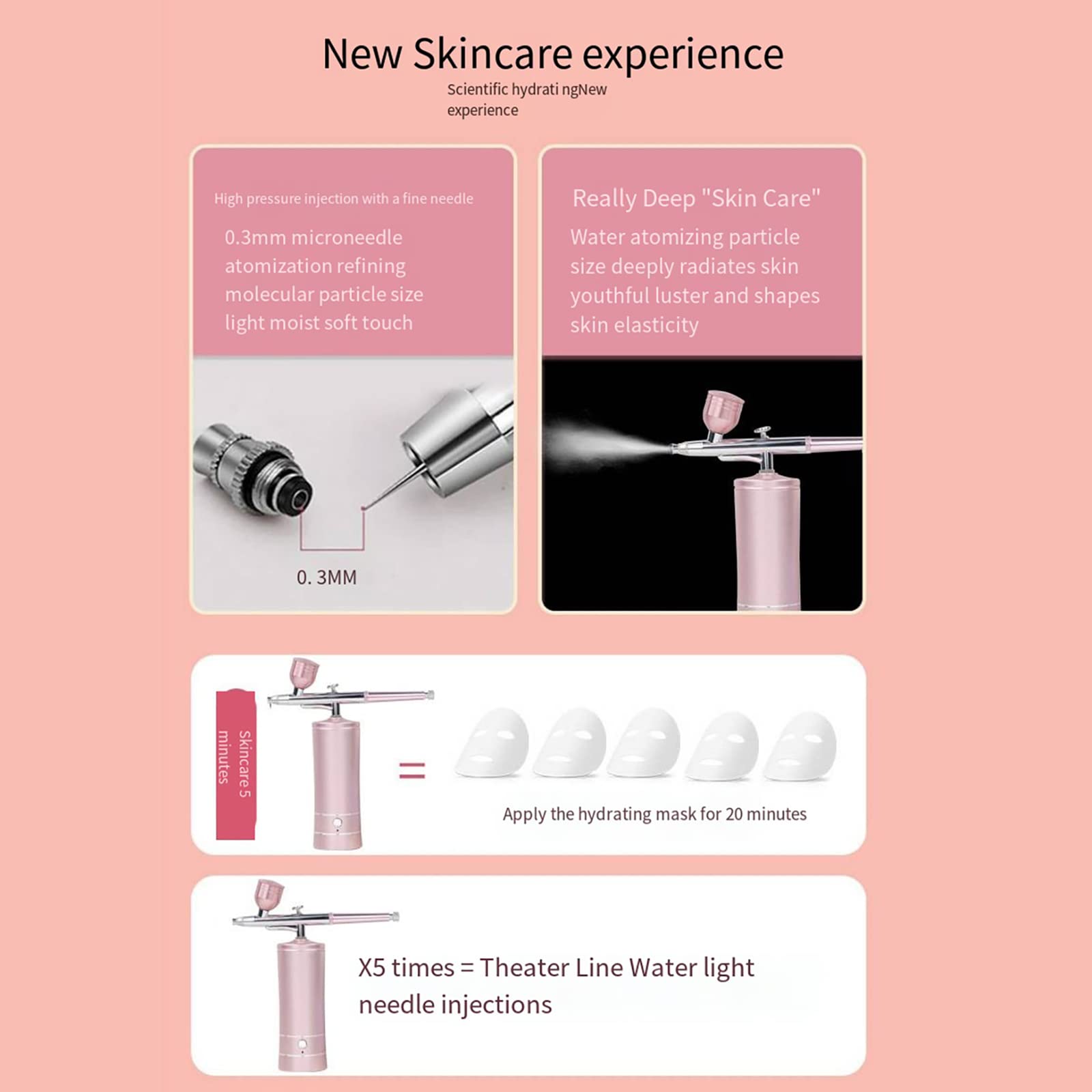 Joyeee Kit Aérographe, Pistolet Aérographe Rechargeable sans Fil pour Décoration de Gâteaux, Peinture Modèle, Maquillage, Tatouage, Nail Art - Rose