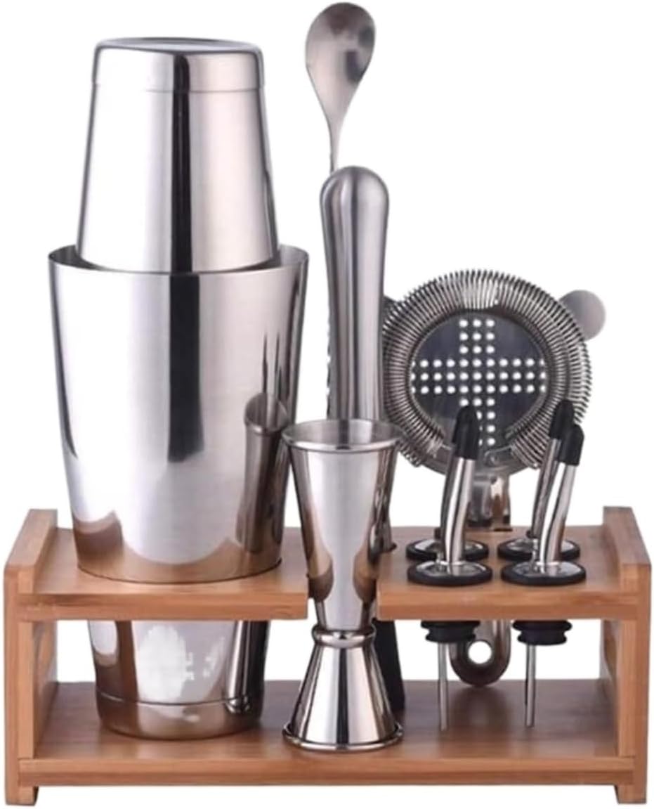Set de Bar 10 Piezas Acero Inoxidable Kit Bartender Coctelera