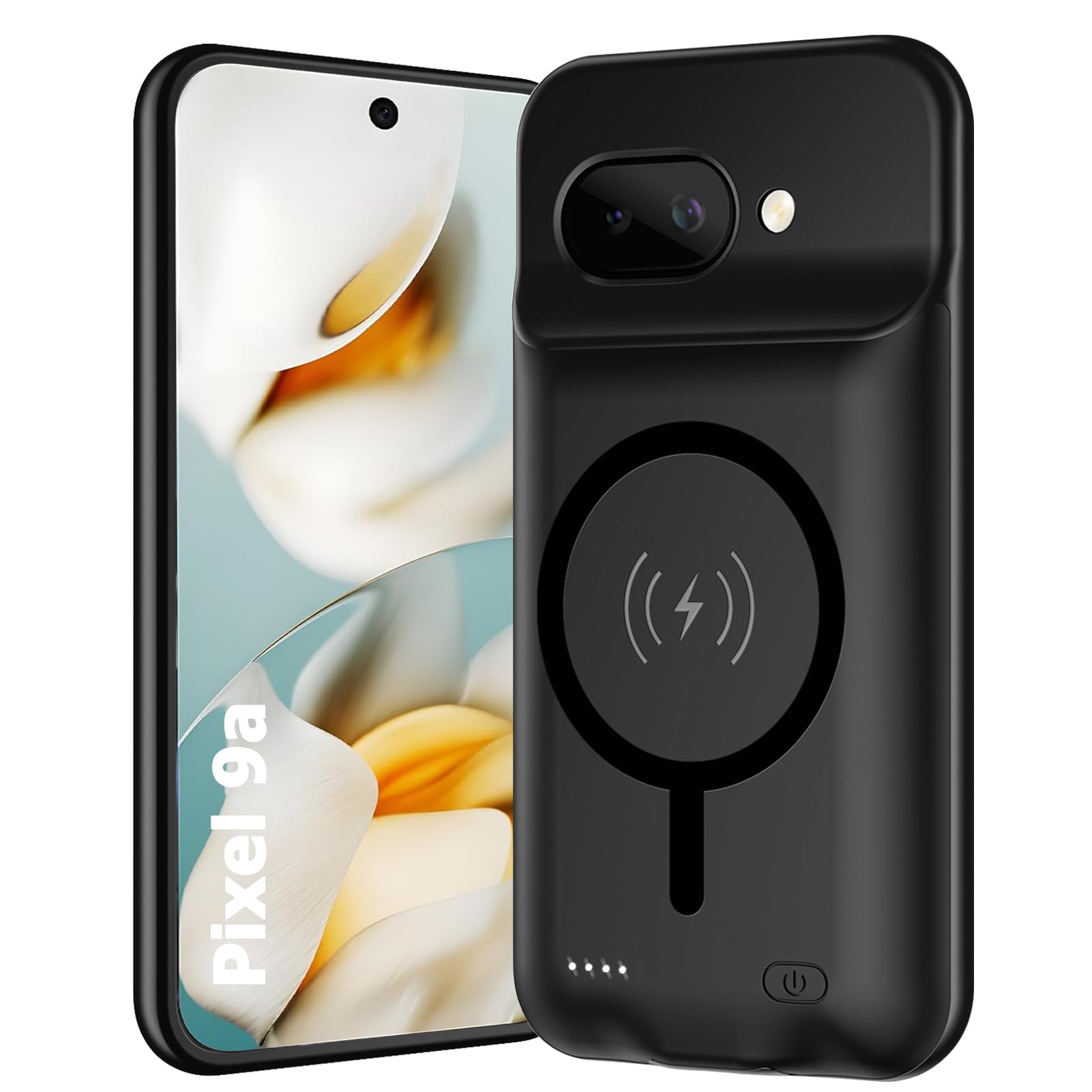 Battery Case for Google Pixel 9a, Upgraded 10000mAh Portable Protective Charging Case with Wireless Charging Compatible for Google Pixel 9a (6.3 inch) Battery Pack Charger Case with Carplay (Black)
