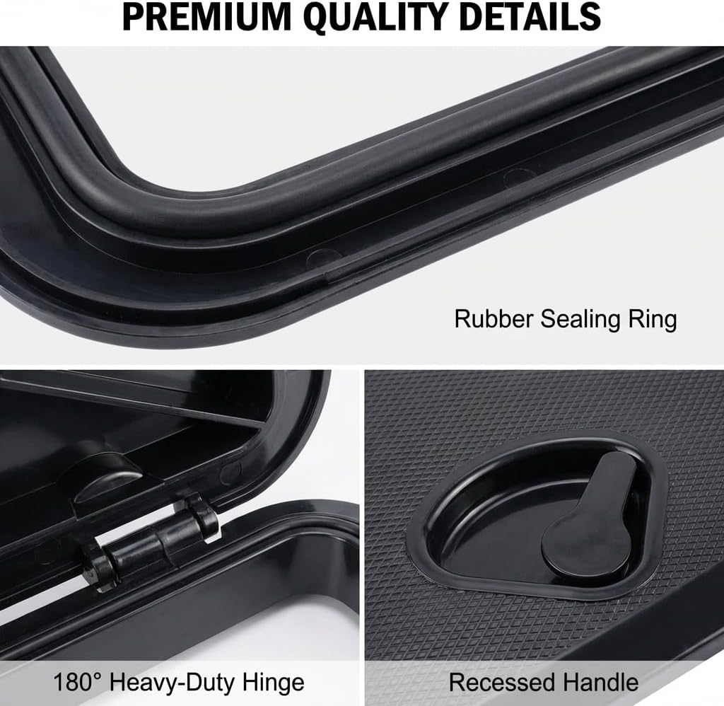 Boat Hatch 24" X 14", 180 Degree Lid Hinge Boat Deck Hatch, Marine Hatch with Non Slip Surface, Durable Construction Boat Access Hatch & Lid, Weatherproof and Easy to Install